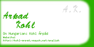 arpad kohl business card